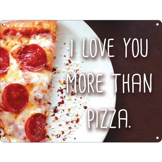 I Love You More Than Pizza Mini Sign Tin Wall Décor (15cm H X 20cm W)