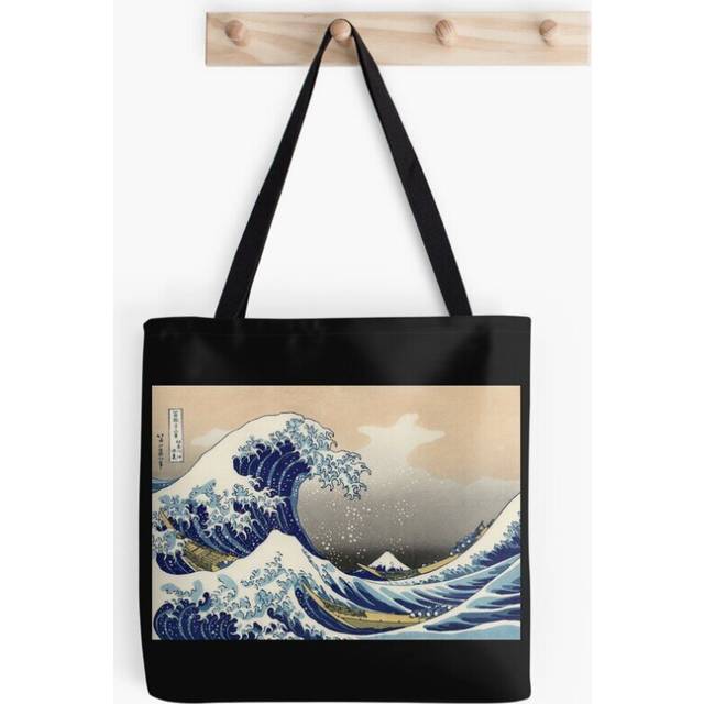Tote Bags 'The Great Wave Off Kanagawa' by Katsushika Hokusai (Reproduction) Grocery for School Library Gym