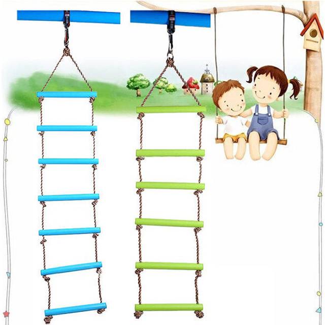 6 Rungs 2M PE Rope Children Toy Swing Max load 120KG Outdoor Indoor Plastic Ladder Rope Playground Games For Kids Climbing Rope Swing