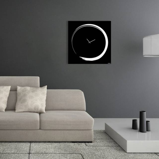Glenmere Japan Style Enso Wall Clock - White (50cm W X 50cm H X 2cm D)