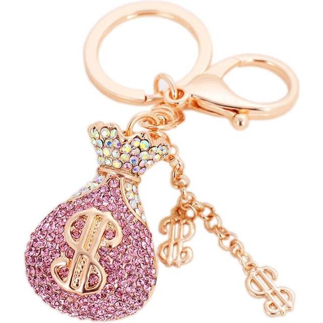 Dollar Symbol Shape Keychain Keyring Sparkling Crystal Rhinestones Key Chain Creative Gifts Accessories