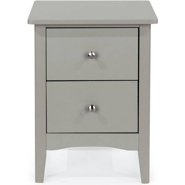 Bedside Cabinet 2 Drawer Bedroom Drawer Side Table Nightstand Metal Handles Grey