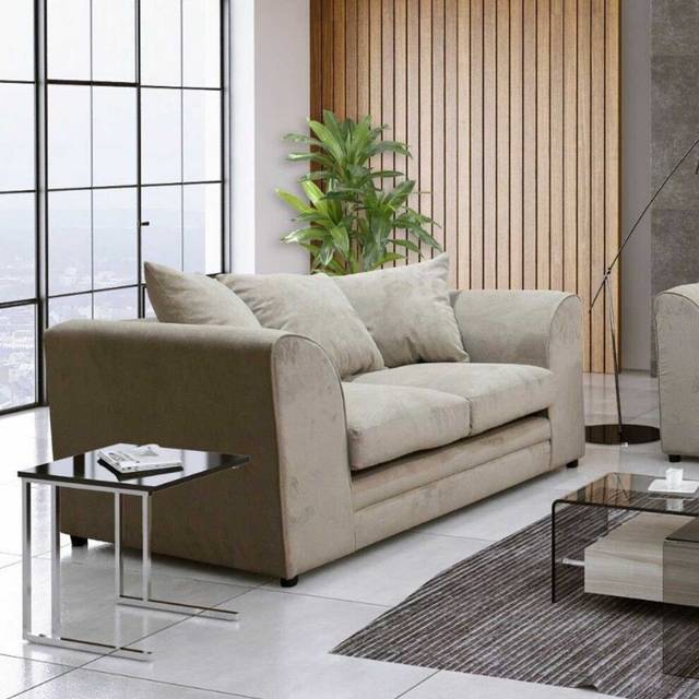 (Cream, 3 Seater) Casper Chenille Fabric Corner Sofa Range