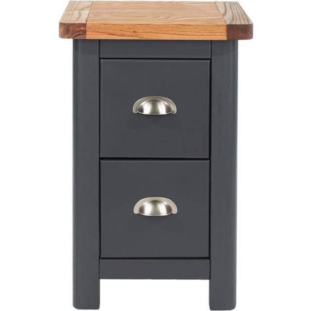 Bedside Table 2 Drawer Blue Petite Bedroom Furniture Cabinet Wooden Nightstand