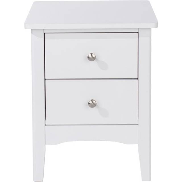 Bedside Cabinet 2Drawer Bedroom Drawer Side Table Nightstand Metal Handles White