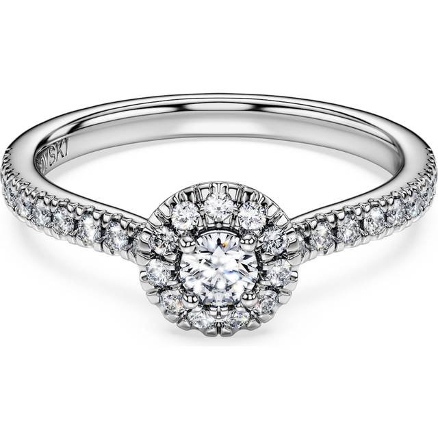 Eternity halo solitaire ring, Lab-grown diamonds 0.45 ct tw, Round shape, Sterling silver - White - 60