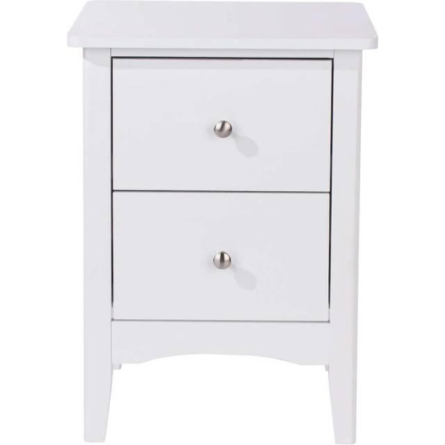 Bedside Cabinet 2Drawer Bedroom Drawer Side Table Nightstand Metal Handles White