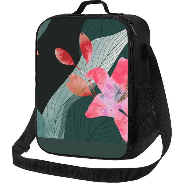 Kids Lunch Bag Japanese Kimono Motif With Lily Insulated Tote Box for Girls Boys Back to School