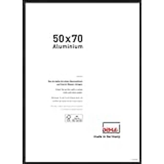 Photo Frame 20x28, Aluminium Picture Frame 50x70cm with Protective Plastic Glazing and Push and Turn Clips - Boston Jet Black Matt