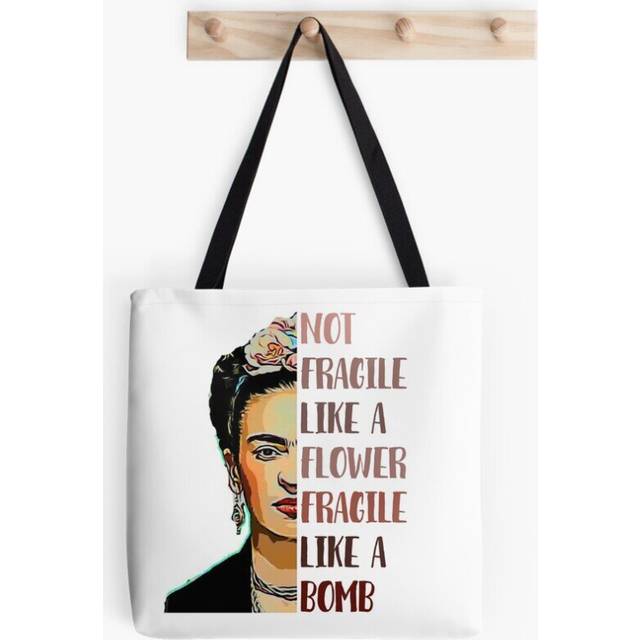 Tote Bags FRIDA KAHLO - Not fragile like a flower Grocery for School Library Gym