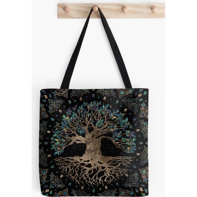 Tote Bags Tree of life -Yggdrasil Golden and Marble ornament Grocery for School Library Gym