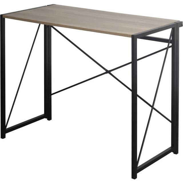 (Brown) URBNLIVING Industrial-Style Wooden Table | Foldable Office Desk