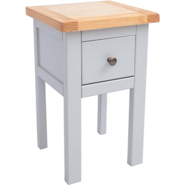Argenta 1 Drawer Bedside Table - Grey / Brass Knob