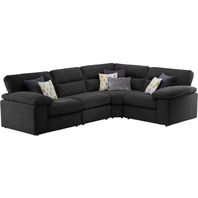 Black Fabric Sofas - Modular 4 Seat Corner Sofa - Morgan Sectional Sofas Range - Oak Furnitureland
