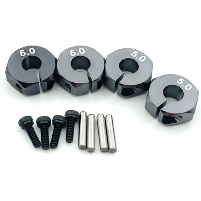 (5mm titanium) 4 Pcs Aluminum 5/6/7mm Wheel Hex 12mm Drive Hubs With Pins Screws For RC Car Crawler Trucks HSP HPI Tamiya Traxxas Slash