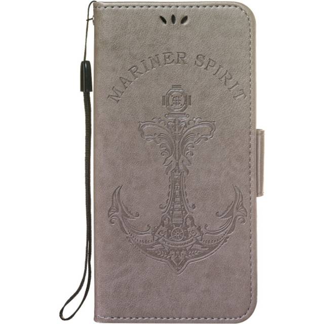 Pressed Printing Mermaid Anchor Pattern Horizontal Flip PU Leather Case for Sony Xperia 10 / XA3, with Holder & Card Slots & Wallet & Photo Frame(Grey