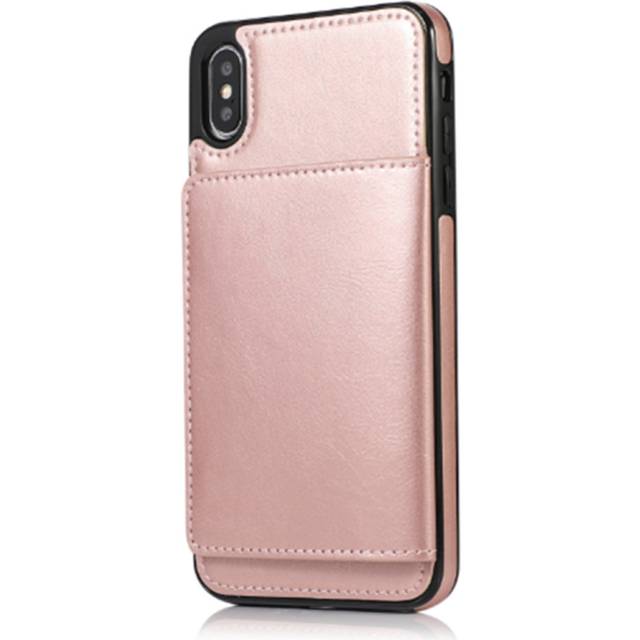 P08 Rose Gold Magnetic Wallet Crazy Horse Print Smartphone Case for IPhone14 6.1 inch