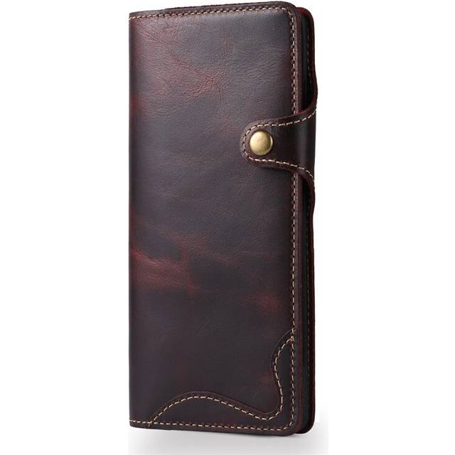For Galaxy Note 8 Denior Oil Wax Cowhide Magnetic Button Horizontal Flip Leather Case with Card Slots & Wallet(Dark Red)