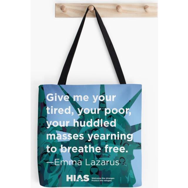 Tote Bags HIAS Statue of Liberty Tote with Emma Lazarus Quote Grocery for School Library Gym