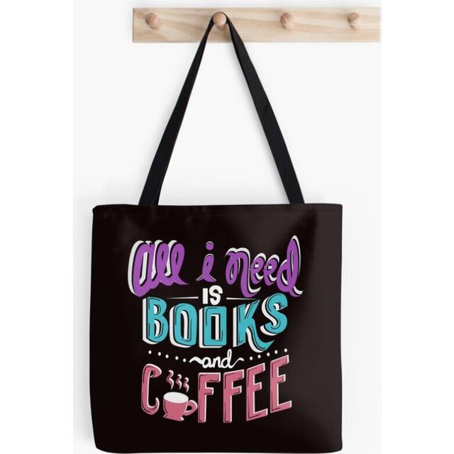 Tote Bags Coffee and Books Funny Grocery for School Library Gym