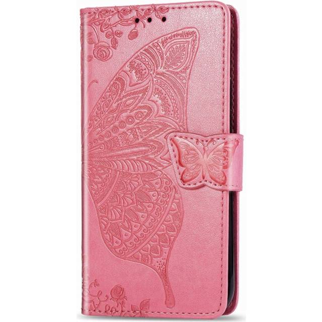 For Xiaomi Redmi Note 8T Butterfly Love Flower Embossed Horizontal Flip Leather Case with Bracket Lanyard Card Slot Wallet(Pink)