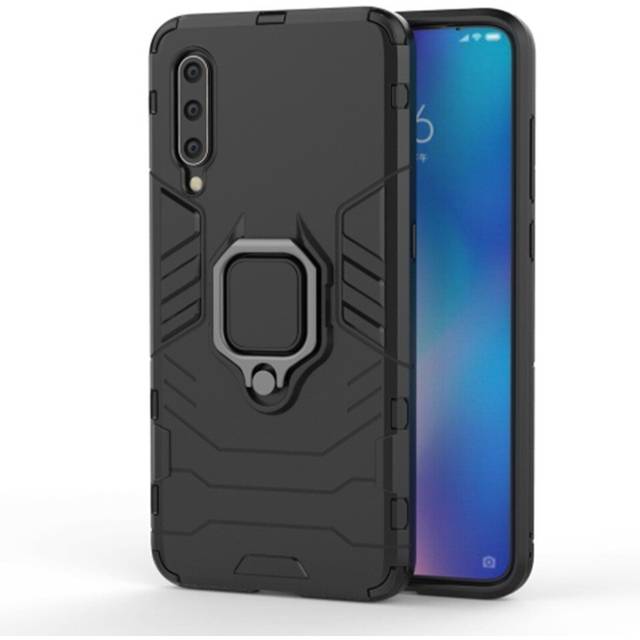 Panther PC + TPU Shockproof Protective Case for Galaxy A30 & A20, with Magnetic Ring Holder(Black)