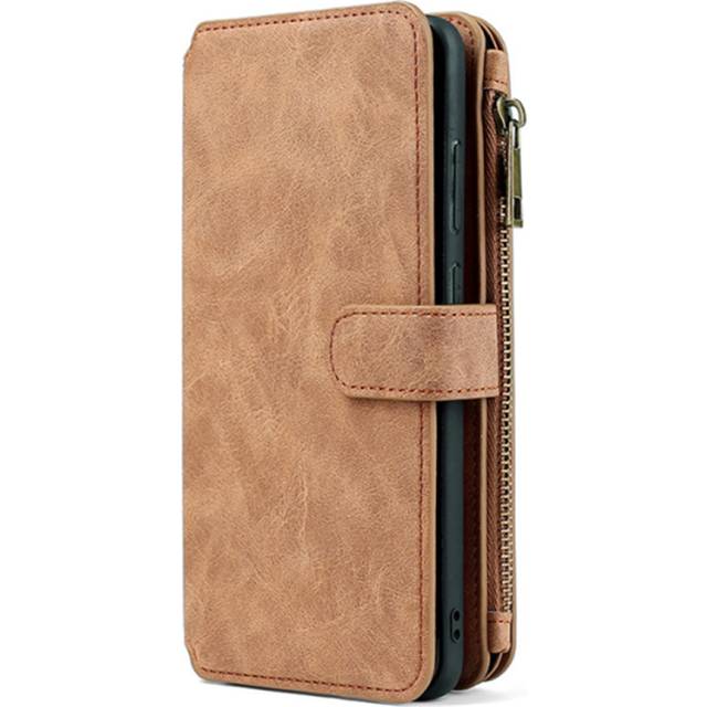 C06 Brown Flip Smartphone Protective Leather Case Detachable Magnetic Card Wallet Phone Holder Cover for IPhone13