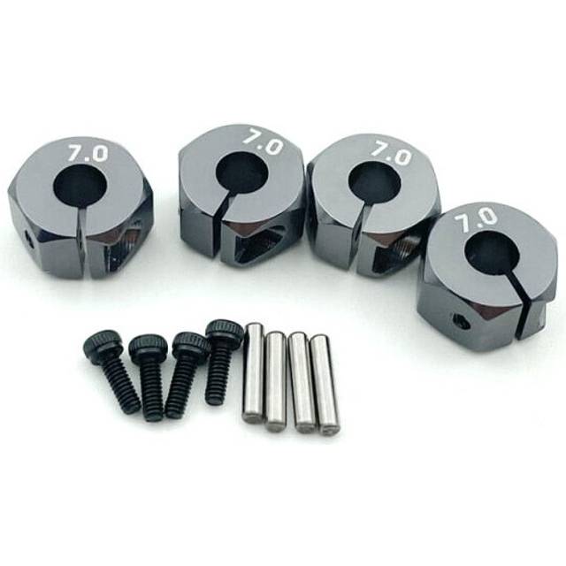 (7mm titanium) 4 Pcs Aluminum 5/6/7mm Wheel Hex 12mm Drive Hubs With Pins Screws For RC Car Crawler Trucks HSP HPI Tamiya Traxxas Slash