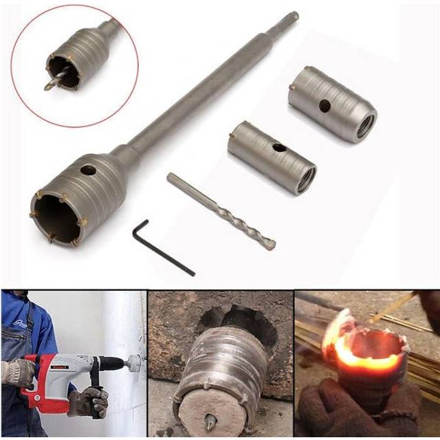 3pcs 30/40/50mm SDS Plus Shank Hole Saw Cutter Concrete Cement Stone Wall Drill Bit with Wrench