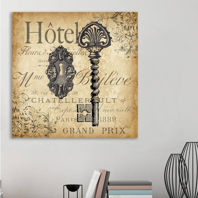 'Key Engraving II' by Tre Sorelle Studios Graphic Art Print on Wrapped Canvas (121.92cm H x 121.92cm W)