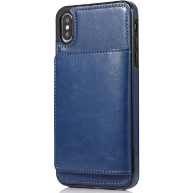 P06 Blue Magnetic Wallet Crazy Horse Print Smartphone Case for IPhone14 Pro max