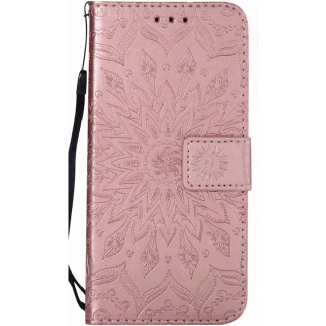 For OPPO A5 Pressed Printing Sunflower Pattern Horizontal Flip PU Leather Case with Holder & Card Slots & Wallet & Lanyard(Rose Gold)