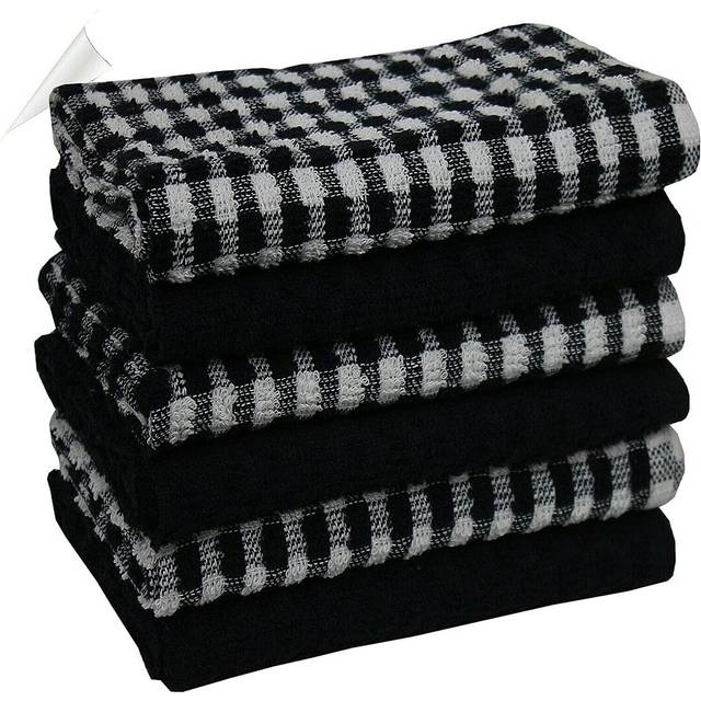 6 Pieces Tea Towei - Black (65cm L X 45cm W)