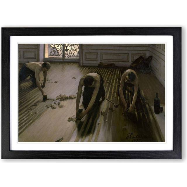 &#39;The Floor Planers&#39; by Gustave Caillebotte Framed Painting Print - Black (45cm H X 62cm W)