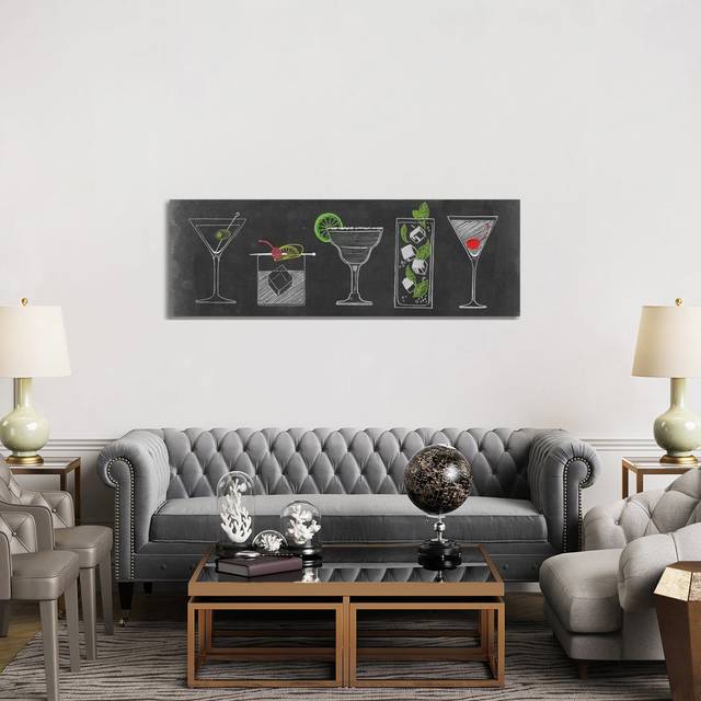 Chalkboard Cocktails Collection VII by - Wrapped Canvas Panoramic Graphic Art (50.8cm H x 152.4cm W x 1.91cm D)