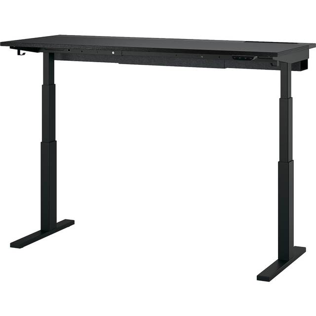 MITTZON skrivbord sitt/stå, elektrisk svartbetsad askfaner/svart, 160x60 cm