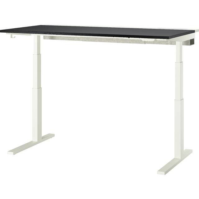 MITTZON skrivbord sitt/stå, elektrisk svartbetsad askfaner/svart vit, 160x80 cm