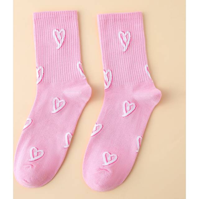 SHEIN Heart Print Crew Socks