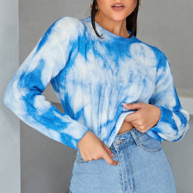 SHEIN Tie Dye Drop Shoulder Jumper