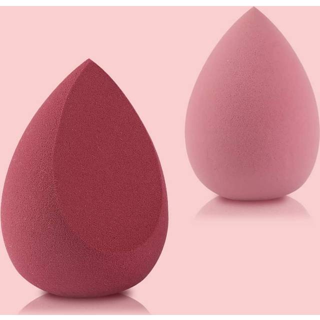 SHEIN Burgundy + Rose Red Beauty Sponge For Even Application, 2 Pcs For Quick Makeup Application, No Need To Eat Powder, Wet And Dry Powder Puff