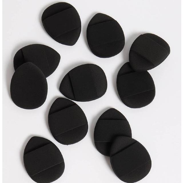 SHEIN 10pcs Finger-Sized Mini Makeup Powder Puffs Set, Including Air Cushion Sponge, Latex-Free Hybrid Sponge And Makeup Puff, For Liquid Foundation, Powder