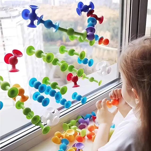 SHEIN 1 Set Of 11 Suction Cup Toys , Building Blocks Pop Suction Toys , Dash Toys Construction Set , Parent-Child Interactive Games , Gifts For Boys And Gir
