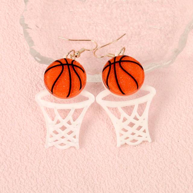 SHEIN Fashionable Basketball & Hoops Design Sports Theme Earrings Suitable For Women&#39;s Parties, Dinners, Dates, Holidays, And As Gifts