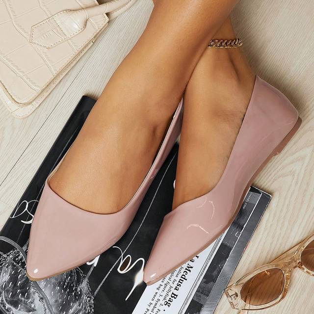 SHEIN Vegan Leather Pointed Toe Ballet Flats