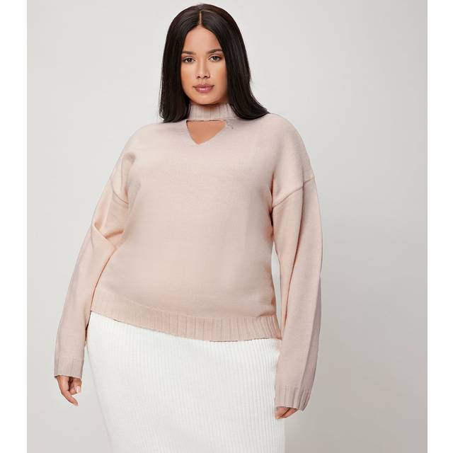 Mulvari Plus Choker Neck Drop Shoulder Jumper