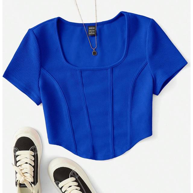 SHEIN Square Neck Seam Front Tee