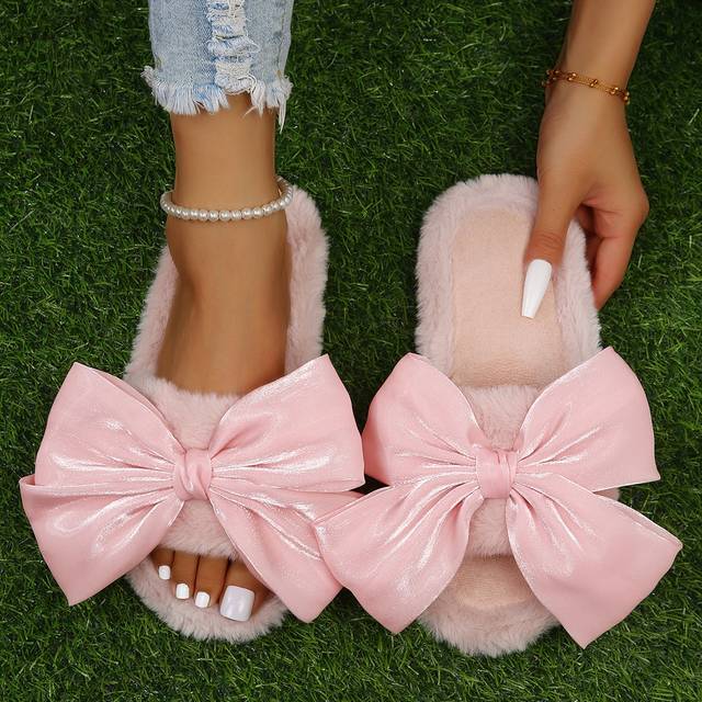 Sweet Fairy Style Bowknot Mesh Tofflor med mjuk botten för damer, anti-halk fritidskläder för sommaren - Rosa (CN36-37,CN38-39,CN40-41)