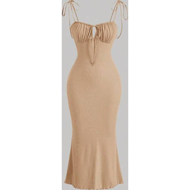 SHEIN Tie Front Ruched Bust Tie Shoulder Cami Dress