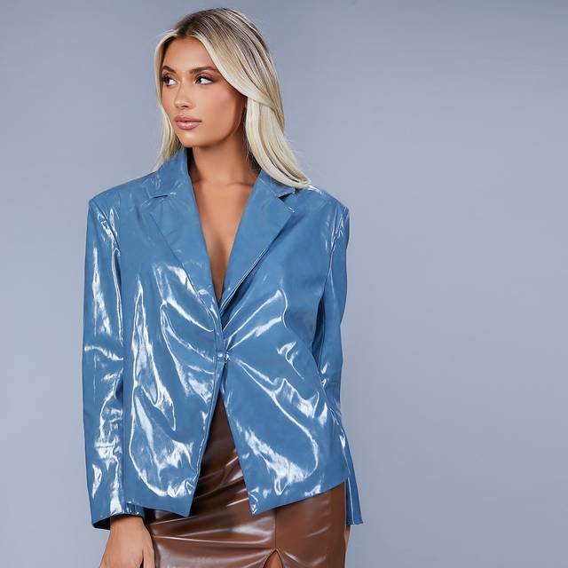 Framsida Knappar Slätt Glamourös Blazer - Blå (L,M,S,XL,XS,XXL,XXS,XXXL)