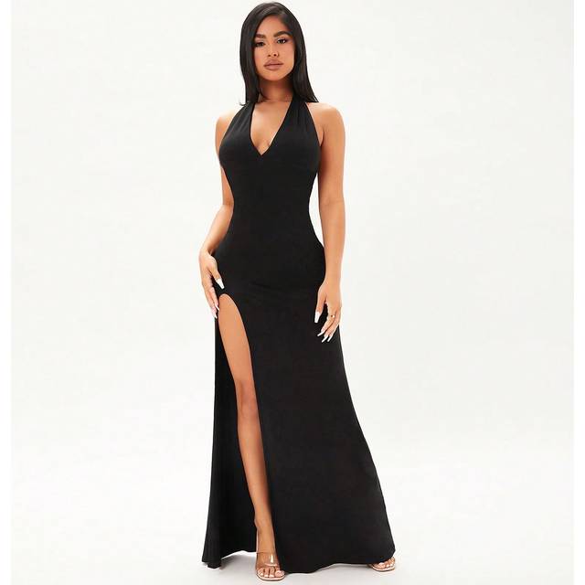 Radiana Prom Dress;Beach;Tie Backless Split Thigh Halter Dress